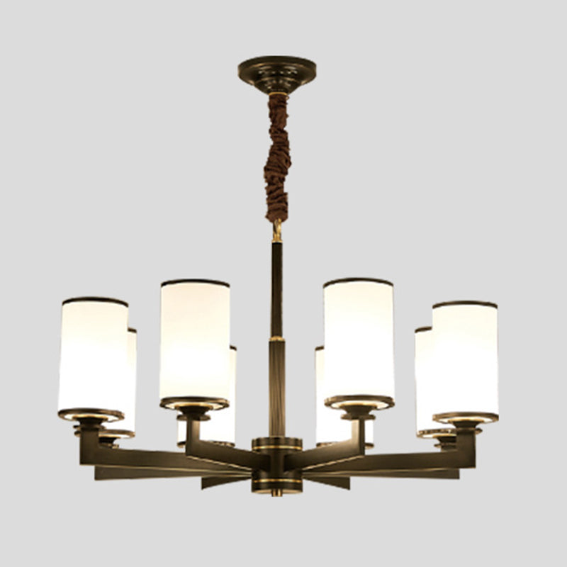 Post-Modern Metal Hanging Chandelier Light Cylindrical Glass Shade Ceiling Chandelier for Living Room