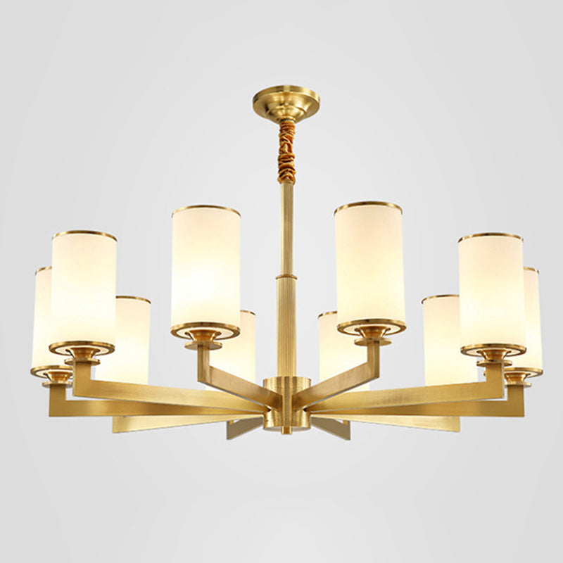 Post-Modern Metal Hanging Chandelier Light Cylindrical Glass Shade Ceiling Chandelier for Living Room