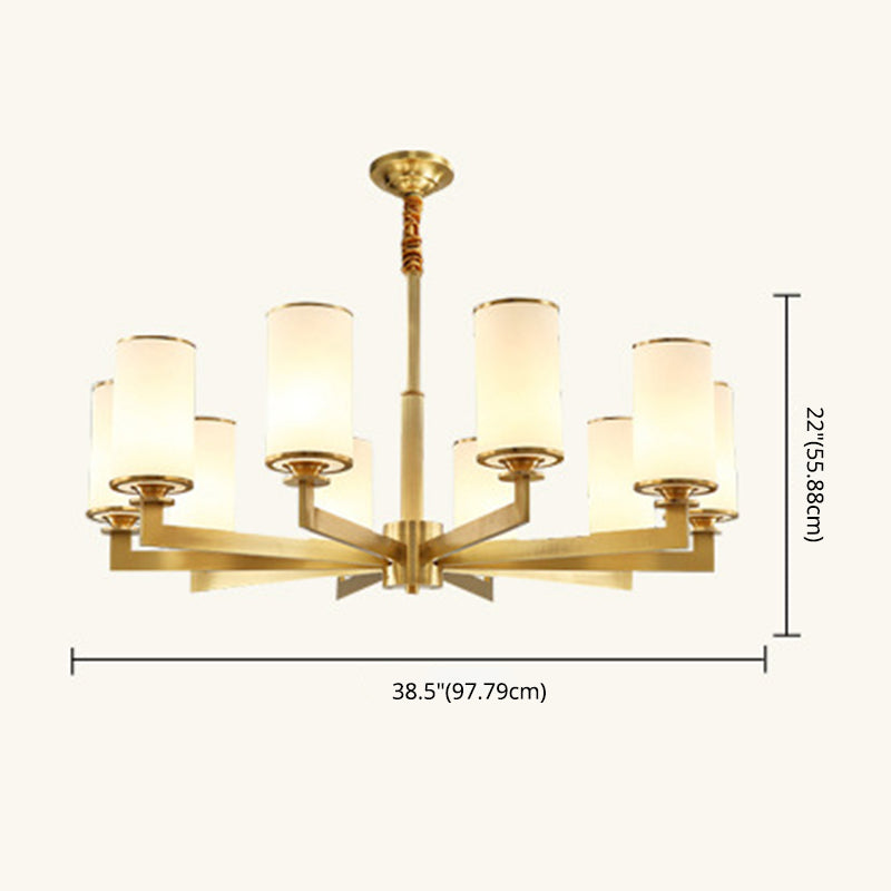 Post-Modern Metal Hanging Chandelier Light Cylindrical Glass Shade Ceiling Chandelier for Living Room