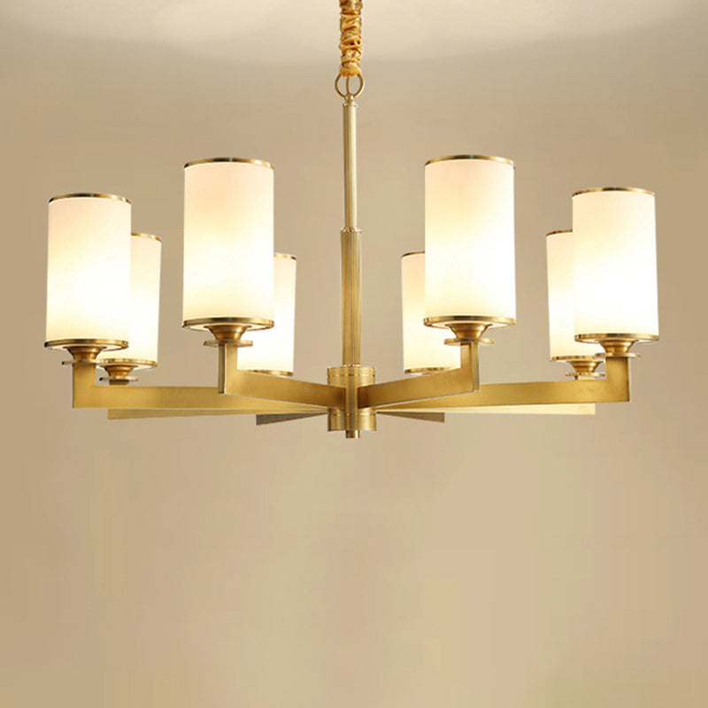 Post-Modern Metal Hanging Chandelier Light Cylindrical Glass Shade Ceiling Chandelier for Living Room