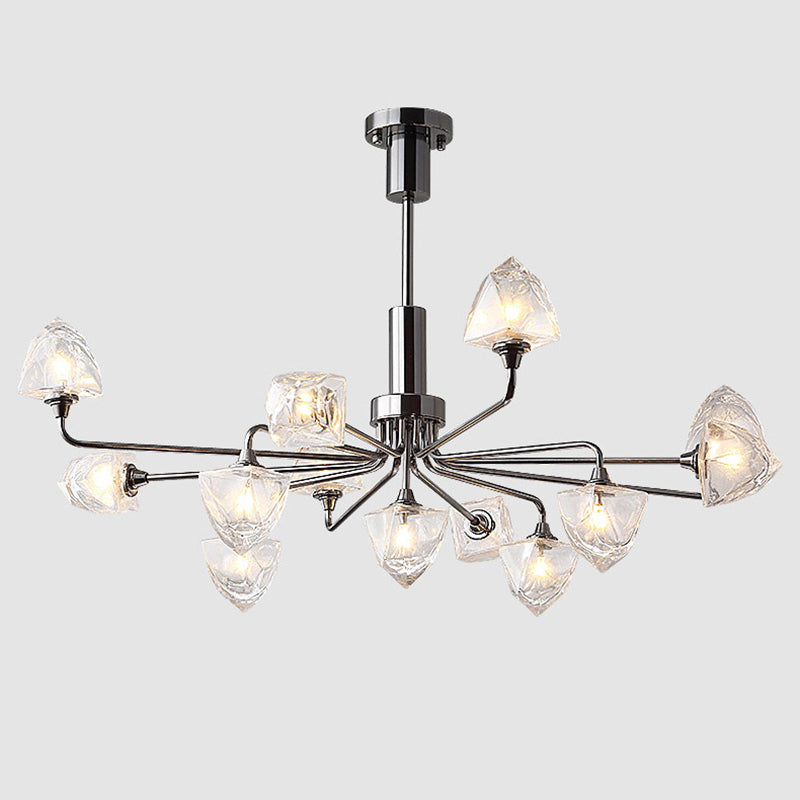 Modern Metal Hanging Chandelier Light Glass Shade Ceiling Chandelier in Sliver for Living Room