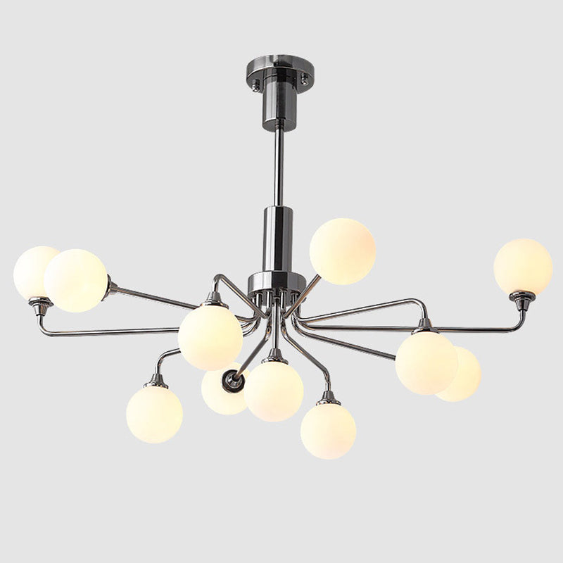 Modern Metal Hanging Chandelier Light Glass Shade Ceiling Chandelier in Sliver for Living Room