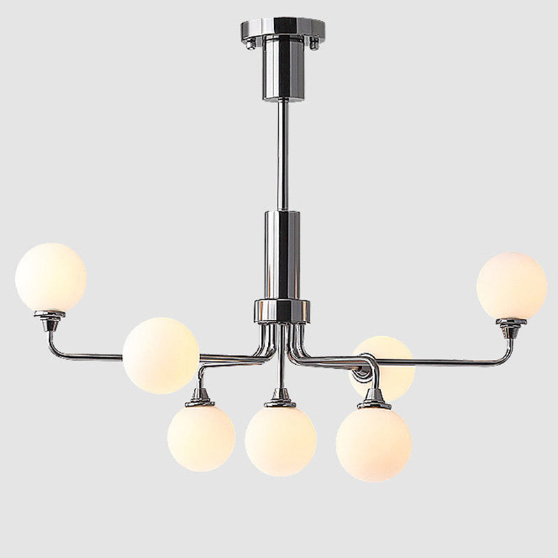 Modern Metal Hanging Chandelier Light Glass Shade Ceiling Chandelier in Sliver for Living Room
