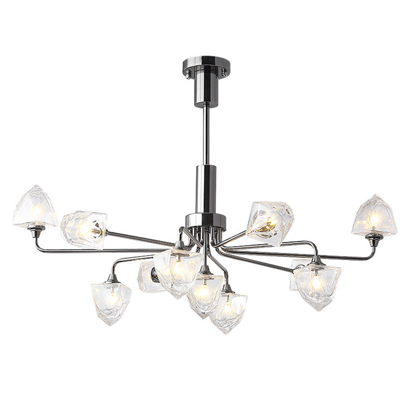 Modern Metal Hanging Chandelier Light Glass Shade Ceiling Chandelier in Sliver for Living Room