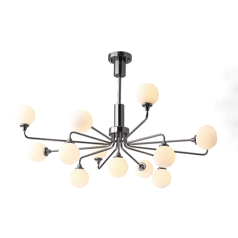 Modern Metal Hanging Chandelier Light Glass Shade Ceiling Chandelier in Sliver for Living Room