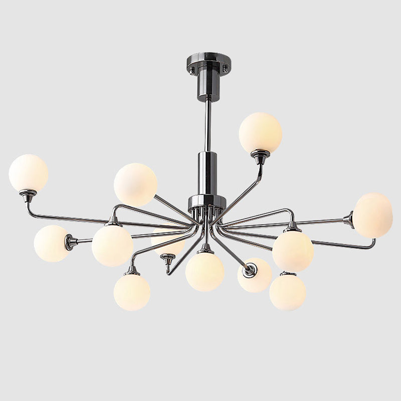 Modern Metal Hanging Chandelier Light Glass Shade Ceiling Chandelier in Sliver for Living Room
