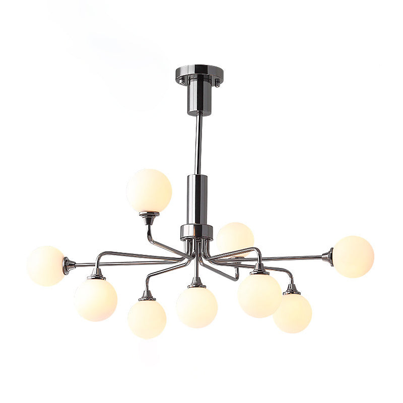 Modern Metal Hanging Chandelier Light Glass Shade Ceiling Chandelier in Sliver for Living Room