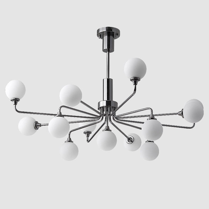 Modern Metal Hanging Chandelier Light Glass Shade Ceiling Chandelier in Sliver for Living Room