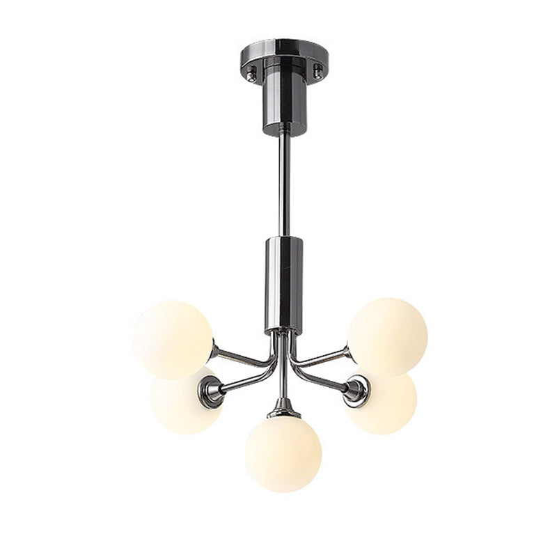 Modern Metal Hanging Chandelier Light Glass Shade Ceiling Chandelier in Sliver for Living Room