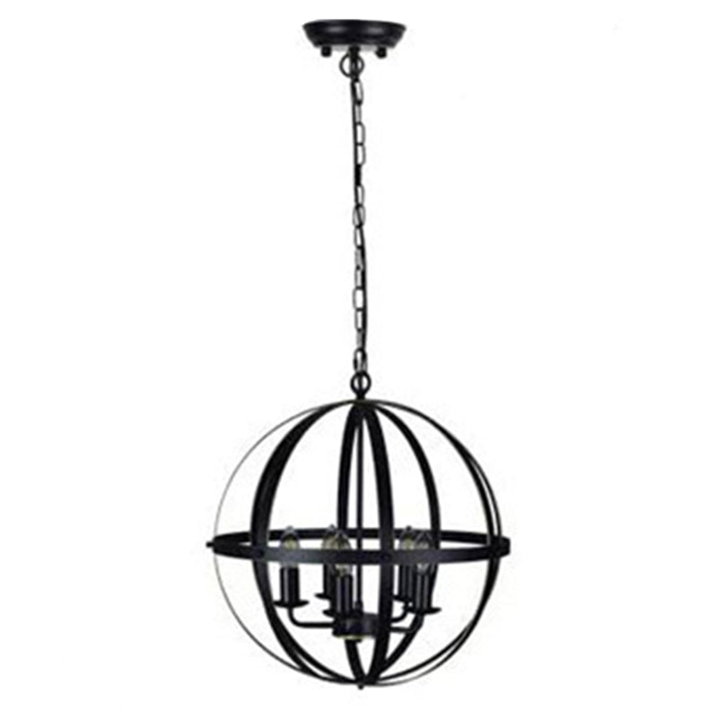 Iluminación colgante de metal de globo negro araña de comedor industrial lámpara colgante