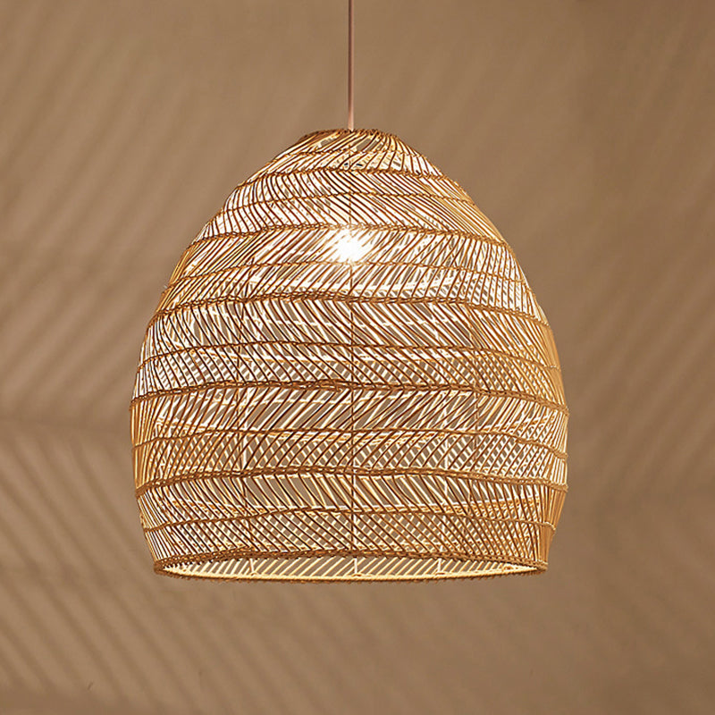 Chinesische Pastoralpendelleuchte Rattan 1 Kopf hängende Licht für Schlafzimmer