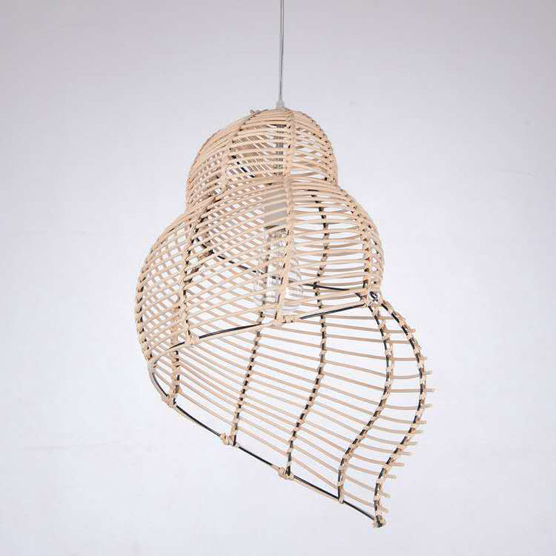 Stile asiatico in stile rattan lampadario conch a forma rotonda piena lampada da cucina appesa