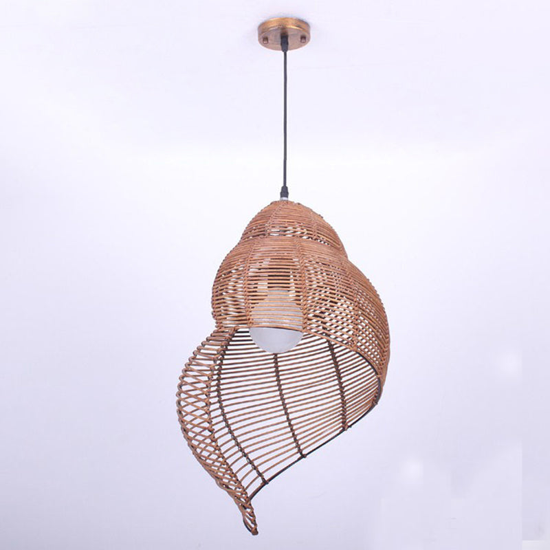 Stile asiatico in stile rattan lampadario conch a forma rotonda piena lampada da cucina appesa