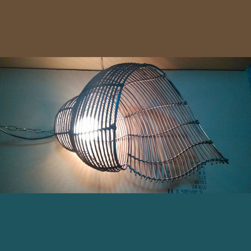 Stile asiatico in stile rattan lampadario conch a forma rotonda piena lampada da cucina appesa