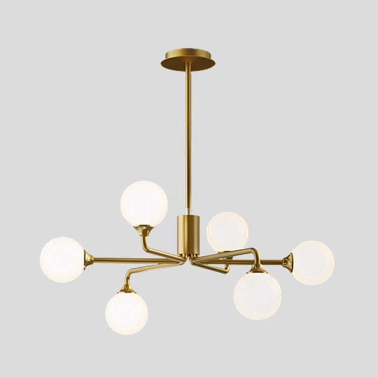 Gold Round Island Chandelier Light Modern Style Glass Pendant Lighting for Living Room