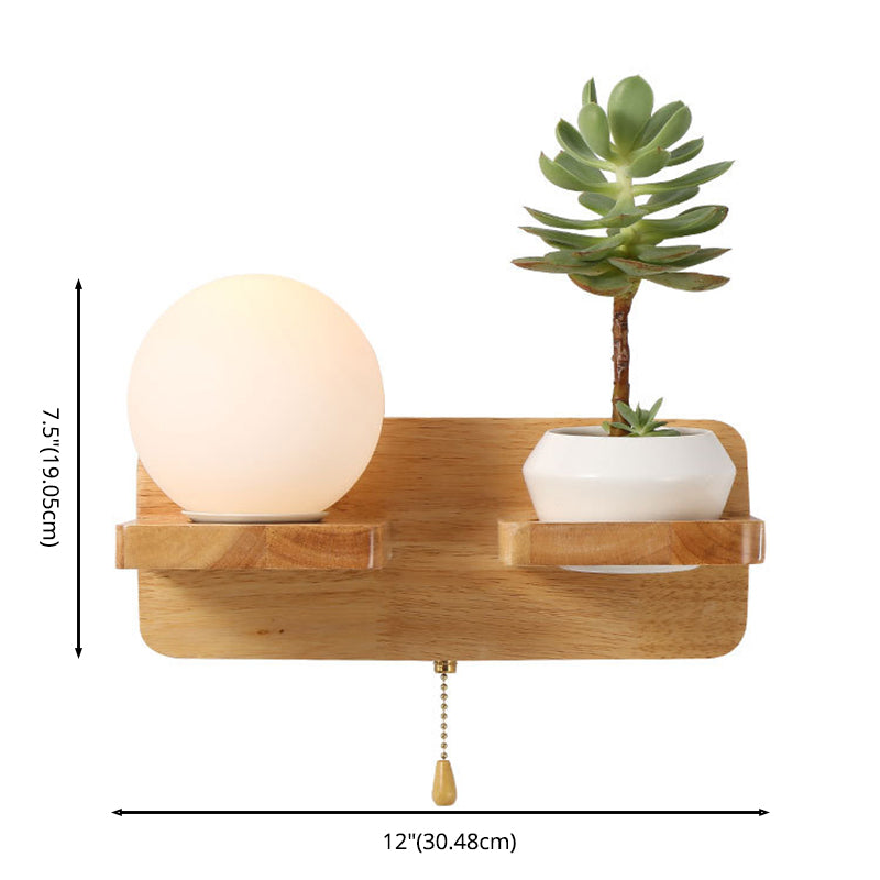 Modern Minimalism Creative Living Room Wall Light Beige Natural Wood 1 Light  Wall Sconce