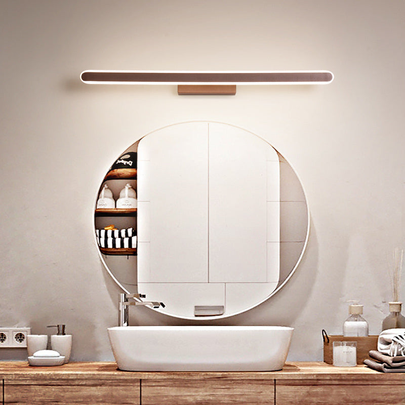 Modern Style Mirror Cabinet Bathroom Wall Lights Brown Metal Linear Shade LED Ambient Vanity Lighting