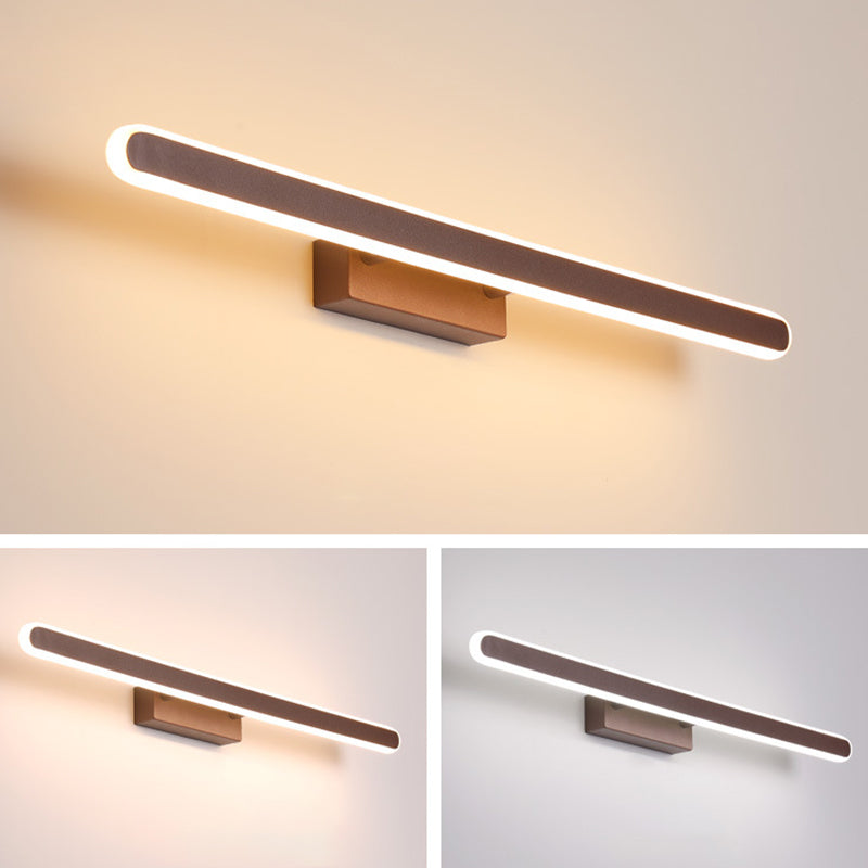 Modern Style Mirror Cabinet Bathroom Wall Lights Brown Metal Linear Shade LED Ambient Vanity Lighting