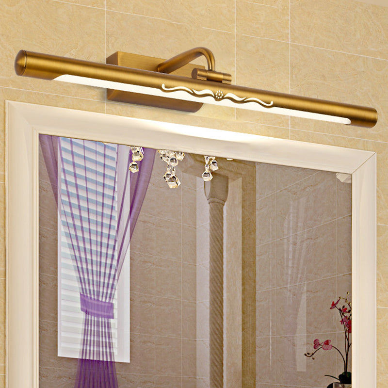 Waterproof Linear LED Wall Light Metal Antique Brass Vanity Neutral Light for Dressing Room