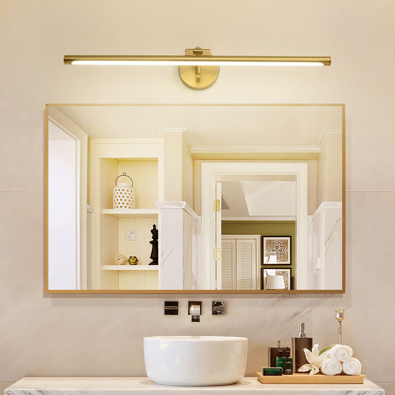Retro Brass Mirror Cabinet Bathroom Wall Lights Metal Linear Shade LED Ambient Vanity Lighting