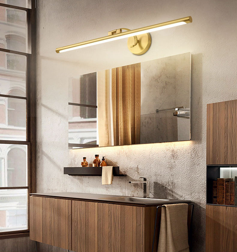 Retro Brass Mirror Cabinet Bathroom Wall Lights Metal Linear Shade LED Ambient Vanity Lighting