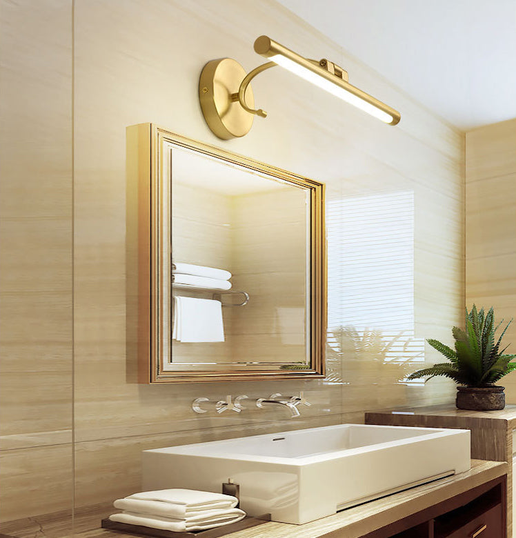 Retro Brass Mirror Cabinet Bathroom Wall Lights Metal Linear Shade LED Ambient Vanity Lighting