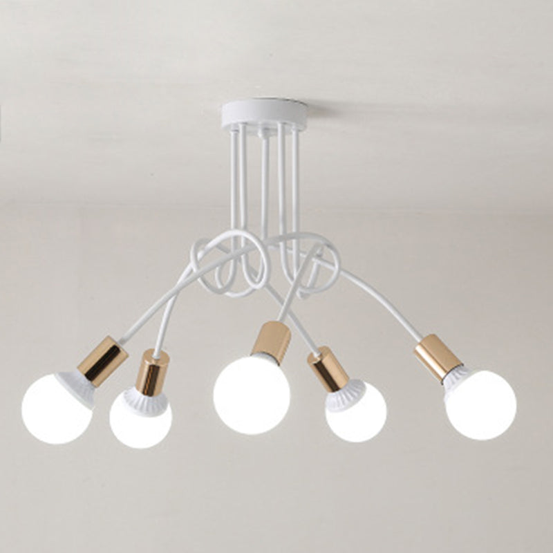 Sputnik Semi Flush Mount Light Fixture Industrial Metallic Ceiling Mount Chandelier for Bedroom