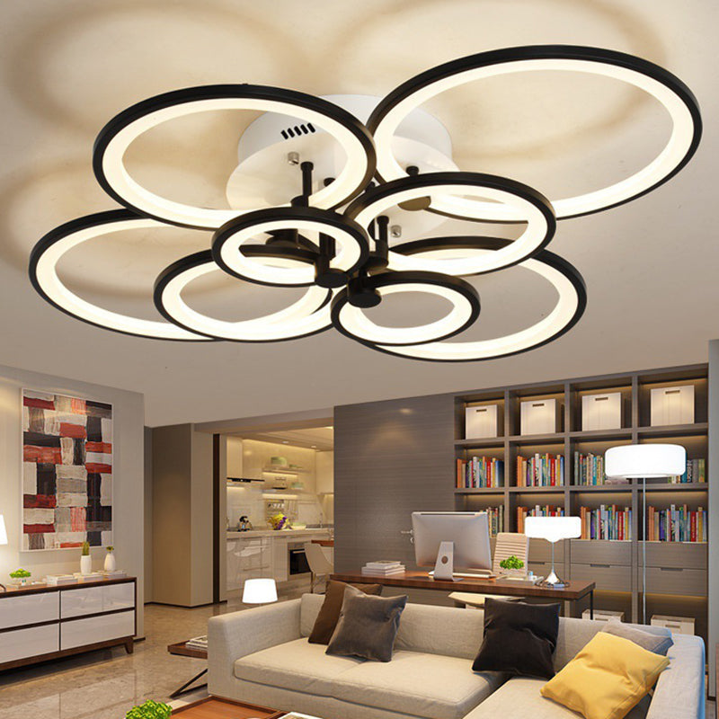 Moderne cirkelvormige schaduw binnen LED plafondlicht acryl semi -spoeling mount