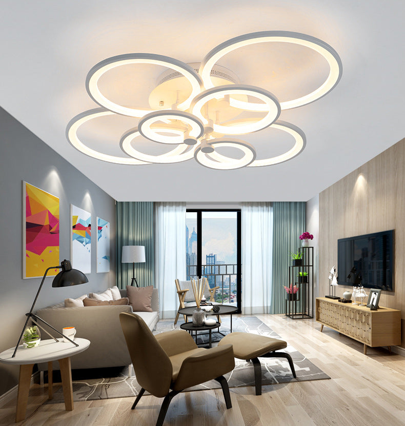 Modern Circular Shade LED Indoor Ceiling Light with Acrylic Shade Semi Flush Mount