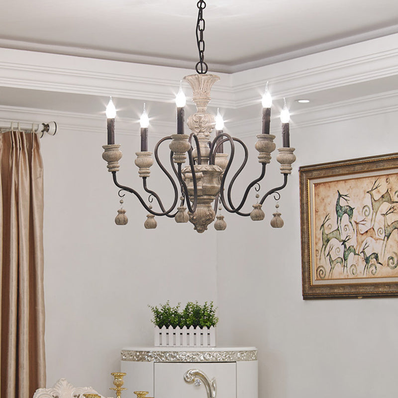 American Vintage Candelabra Resin Kroonluchter metaal Gooseneck arm Suspensie Verlichtingsarmatuur voor woonkamer