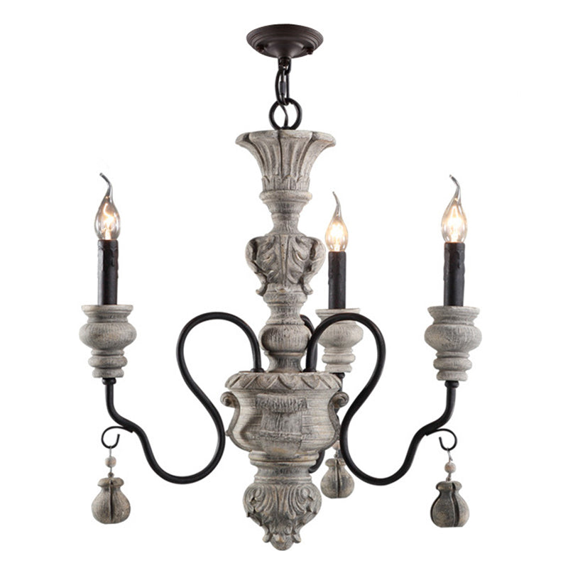 American Vintage Candelabra Resin Chandelier Metal Gooseneck Arm Suspension Lighting Fixture for Living Room