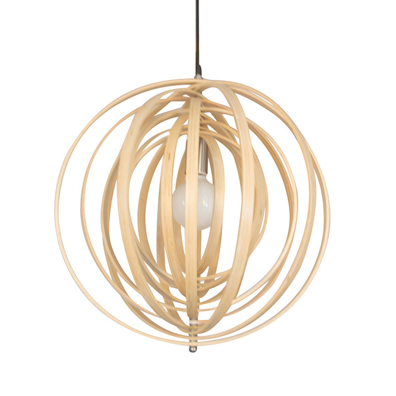 Revolverende ringvormige hanger nieuwigheid eenvoudige houten single-bulb beige hangende lamp
