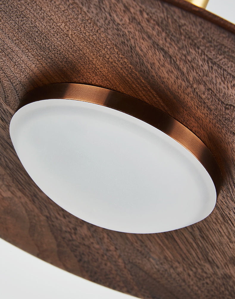 Wide Flared Walnut Wood Suspension Lamp Minimalist Dark Brown LED Pendant Lighting Fixture