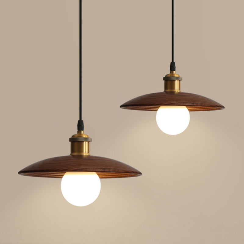 Untertassen -Form der Deckendeckel Anhänger Lampe Holz 1 Glühbirne Einfachheit hängend Licht hängen