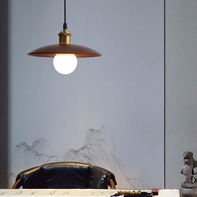 Untertassen -Form der Deckendeckel Anhänger Lampe Holz 1 Glühbirne Einfachheit hängend Licht hängen