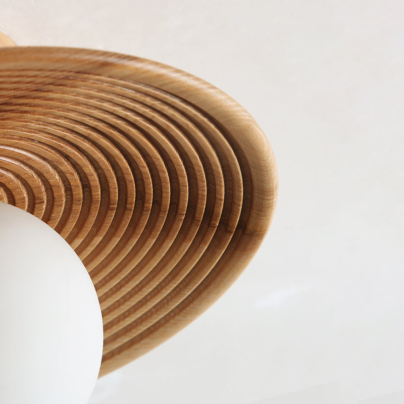 Untertassen -Form der Deckendeckel Anhänger Lampe Holz 1 Glühbirne Einfachheit hängend Licht hängen