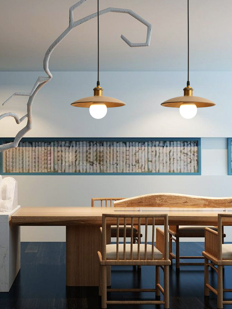 Schotelvormige thee -plafond hanger lamp houten 1 lamp eenvoud hangend licht