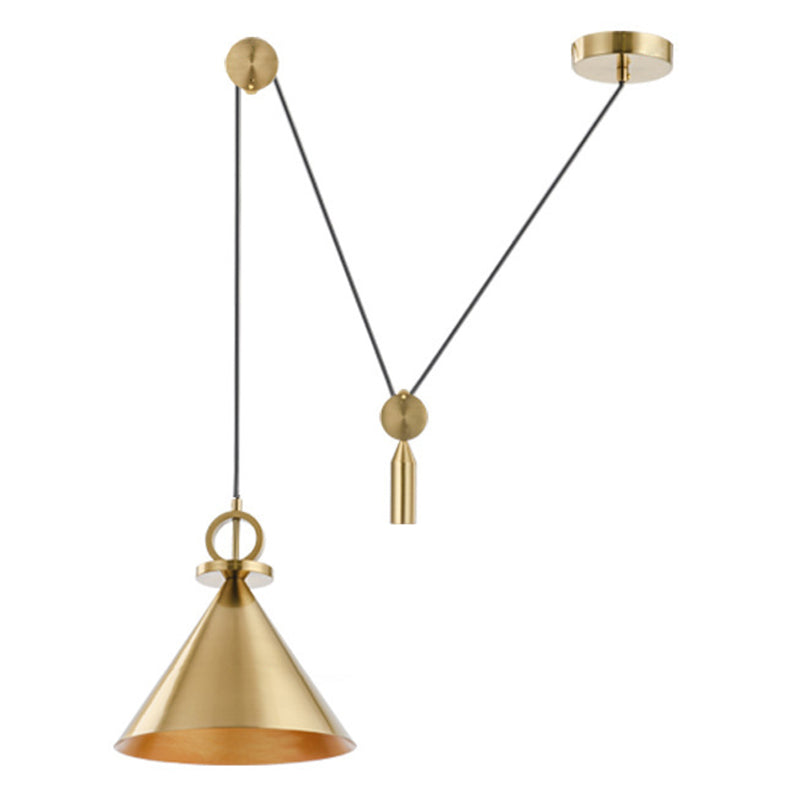 Brass Conical Suspension Lamp postmodern 1-licht metalen hanger met poelie voor het diner