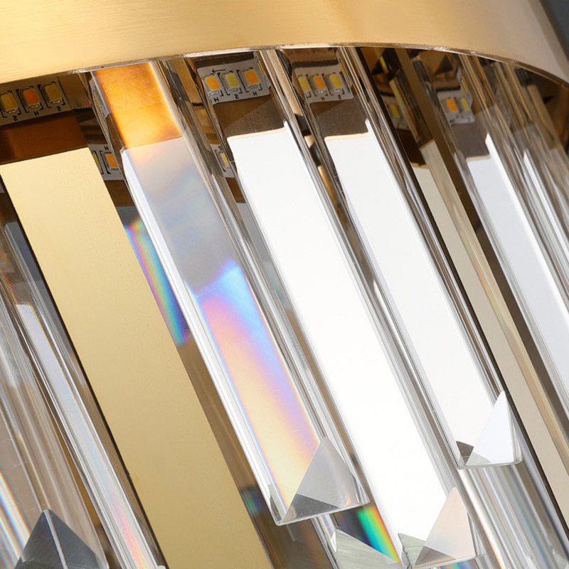 Drum Ceiling Chandelier Modernism Cut Crystal LED Gold Hanging Light Kit for Dining Room