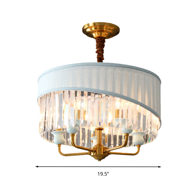 Luz de techo de cilindro de lámpara de 5 bombillas tradicional con sombra de cristal transparente