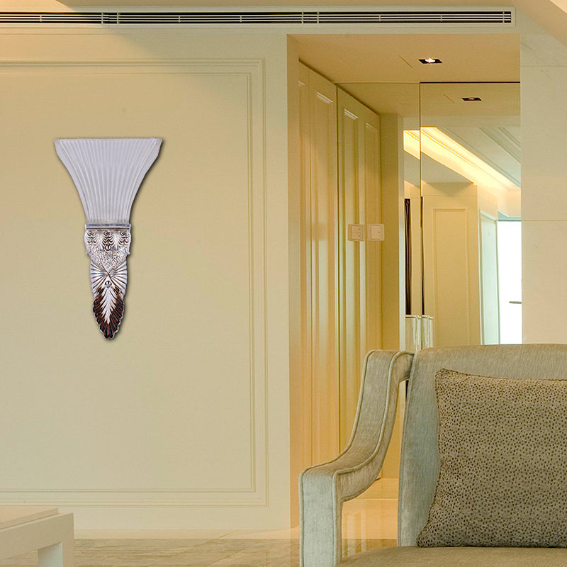 Éclatement en verre jaune applique légère légère style rétro 1 tête lampe murale de salon avec or / argent / blanc et en or plaque arrière