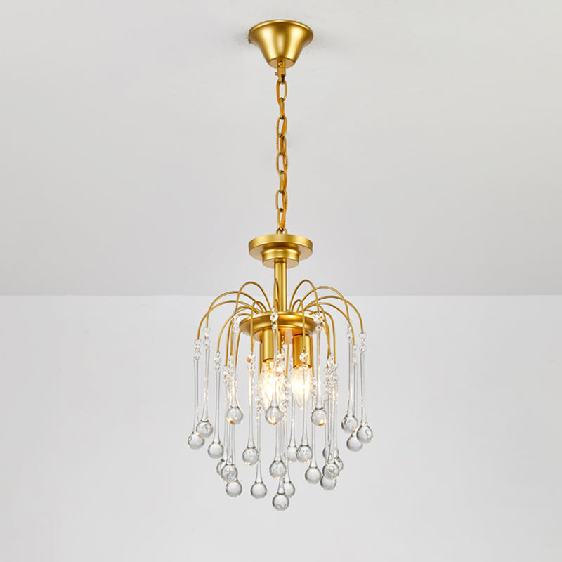 Clear/Deep Tan Crystal Sputnik Pendant Chandelier Traditionary 3/5/6 Bulbs Ceiling Hanging Light in Gold