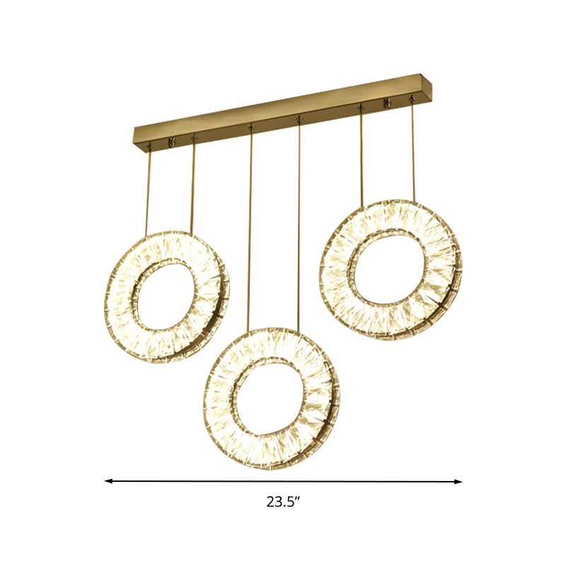Contemporáneo Round Cluster Pendse Light Crystal 3 Bulbos de iluminación suspendida en níquel