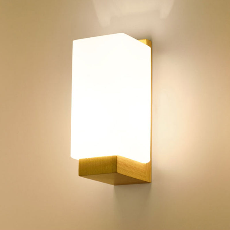 Japanese Style Wooden Bedside Wall Lamp 1 Head Glass lampshade Hotel Aisle Lamp