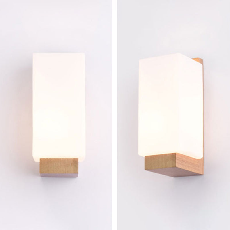 Japanese Style Wooden Bedside Wall Lamp 1 Head Glass lampshade Hotel Aisle Lamp