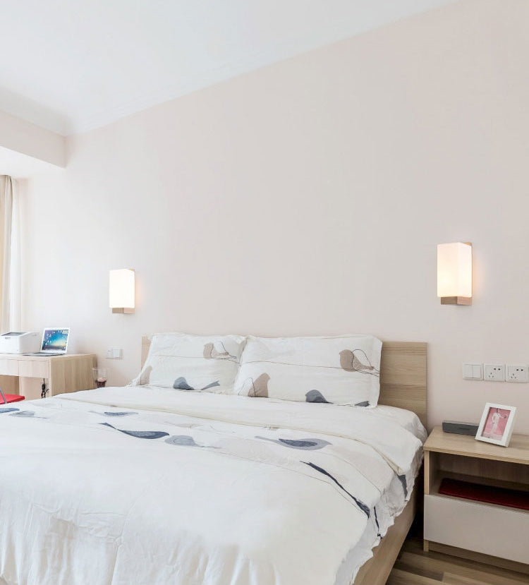 Japanese Style Wooden Bedside Wall Lamp 1 Head Glass lampshade Hotel Aisle Lamp