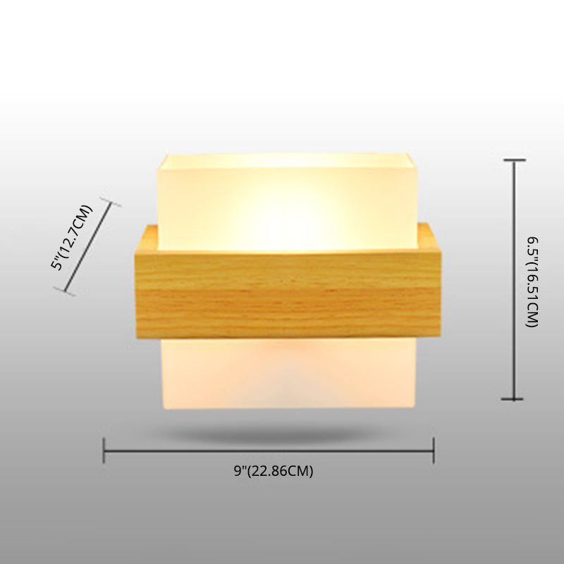 Lámpara de pared de madera de madera de led minimalista moderno lámpara de vidrio lámpara de noche