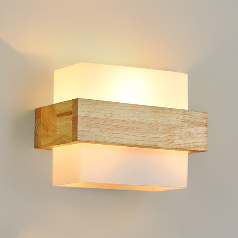 Lámpara de pared de madera de madera de led minimalista moderno lámpara de vidrio lámpara de noche