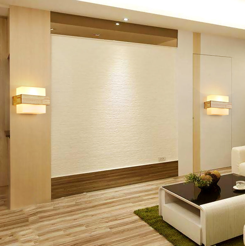 Lámpara de pared de madera de madera de led minimalista moderno lámpara de vidrio lámpara de noche