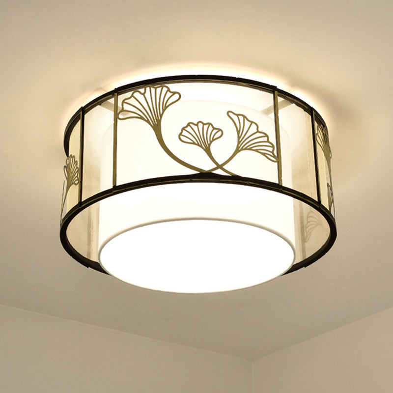 Witte inbouwplafondarmatuur Traditionele stoffen schaduwrijke inbouwplafondlamp